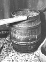 Fass mit Holz- u. Eisenreifen, 100l, Höhe 85cm, Durchmesser 60cm